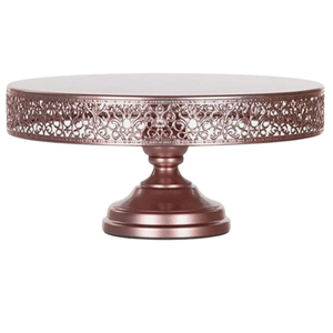 Plato de pastel de Metal personalizado de oro rosa, soporte decorativo para pastel con cuentas de cristal, centros de mesa de boda de lujo para pastel de mesa de boda - Product Image 6