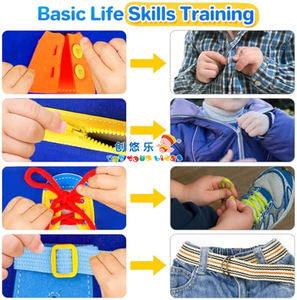 Libro di <span class=keywords><strong>Attività</strong></span> Montessori EPT con Corona di Tigre, Tavola Sensoriale in Feltro per Bambini, Pratica con Giacche con Zip o Camicie con Bottoni - Product Image 3