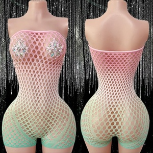Tube Top Gradient Color Mesh Fishnet Club Outfits for Women Sexy Pole <b>Dance</b> Outfit Stripper Outfit Exotic Dancewear - Product Image 1