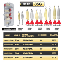 Lot de 10 leurres métalliques lumineux argentés pour la pêche, boîte de leurres durs, ensemble de leurres-cuillères métalliques, kit de 3 styles d'appâts