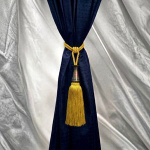 Classic Navy Blue <b>Curtain</b> Tiebacks with Gold Rope and Tassel Decorative Accessories - Product Image 1