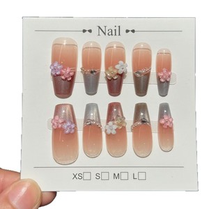 Lot de 10 faux ongles réutilisables en ABS, faits main, de luxe, faciles à appliquer, couvrance totale, avec boîte cadeau - Product Image 5