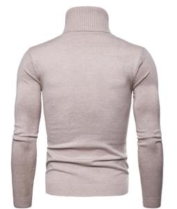 Nouveau Pull Tricoté Homme Printemps-Automne Col Montant Manches Longues Couleur Unie Coupe Slim Décontracté - Product Image 3