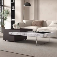 Table basse carrée en marbre au design moderne avec structure métallique, mobile, facile à nettoyer, durable, écologique, meubles de salon pour la maison