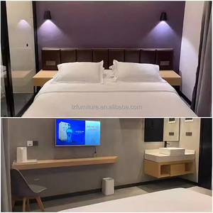Inexpensive Hotel <b>Bedroom</b> Furniture Set Modern Bed Frame With Nightstands Coffee Table Chair & Bathroom <b>Vanity</b> For 3 Hotels - Product Image 6