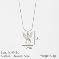 Joyería de moda 18K oro Acero inoxidable perla Ángel colgante collar para mujer