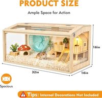 Grande cage en bois pour hamster, enclos pour petits animaux avec fenêtre en acrylique, habitat ventilé pour hamster nain et gerbil, pour intérieur