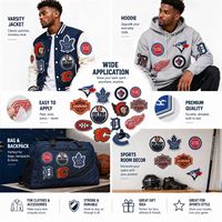 Patchs brodés thermocollants ou à coudre pour maillots de sport, logos d'équipes, écussons, mascottes (hockey, basketball, baseball)