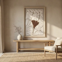 Art mural chinois moderne en relief sur papier Xuan fait main, peinture texturée Japandi, décoration minimaliste 3D pour salon