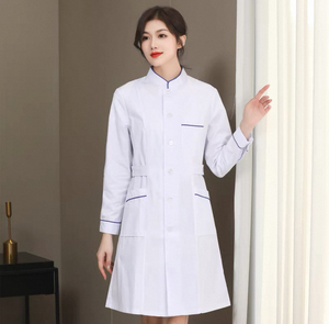 Blouse de <span class=keywords><strong>travail</strong></span> unisexe blanche à manches longues pour dentiste, pharmacien, médecin, soins de la peau, infirmière, <span class=keywords><strong>esthéticienne</strong></span> à manches courtes - Product Image 6