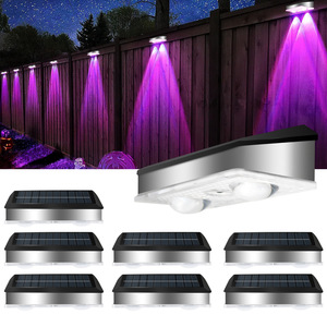 Đen IP65 không thấm nước vườn năng lượng mặt trời bước đèn RGB LED cho boong Patio hàng rào tường chiếu sáng kích thước nhỏ ngoài trời cảnh quan Đèn tường - Product Image 6