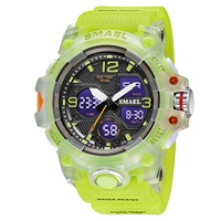 Montre de sport pour femme SMAEL 8008, étanche 5 ATM, affichage numérique et analogique à quartz avec chronomètre, alarme et breloque