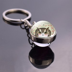 Dễ Thương Động Vật Hai Mặt Thủy Tinh Bóng <span class=keywords><strong>Keychain</strong></span> Âm Dương Cú Mặt Dây Chuyền Với Biểu Tượng Tùy Chỉnh Kim Loại Đính Trong Mô Hình Con Cú - Product Image 4