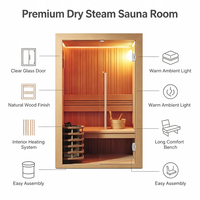 Cabine de sauna infrarouge en bois de luxe avec porte en verre trempé, sauna intérieur pour la maison, salle de spa pour la relaxation et le bien-être