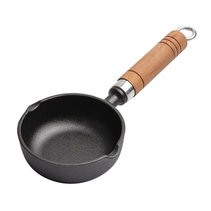 Poêle à frire à œufs profonde en fonte moderne et écologique-Manche en bois antiadhésif, compatible avec les tables de cuisson au gaz et à <span class=keywords><strong>induction</strong></span> - Product Image 1