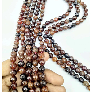 Cuentas de Granate Rojo Natural Genuino, Sueltas, Redondas, Semipreciosas, Lisas, de Ágata Mirani de Rajasthan, Tema Amor - Product Image 1