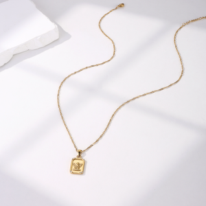 No deslustre Santis 18K chapado en oro de acero inoxidable Zirconia Ángel cuadrado colgante collar celestial divino Ángel collar - Product Image 3