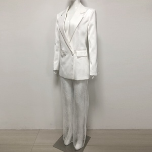 SR2463 Hochwertiges Luxus-Mode-Set: Einfarbiger <span class=keywords><strong>Blazer</strong></span> & Sexy Transparente Paillettenhose, Elegante Damenkleidung, Lässiges 2-Teiliges Ensemble - Product Image 5