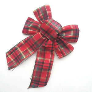 Nœud papillon de Tartan en Polyester, 25 m, décorations de fête, de noël, pour sapin, à carreaux - Product Image 1
