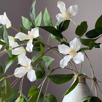 Rangkaian Bunga Clematis Buatan Grosir 5 Buah, Untaian Sutra Gantung untuk Dekorasi Pernikahan, Pesta, dan Rumah