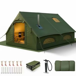 Tenda da Campeggio Gonfiabile di Lusso per 8-10 Persone, Grande, a Doppio Strato in PVC Oxford, Portatile, con Tre Camere da Letto e Un Soggiorno, per Quattro Stagioni - Product Image 1