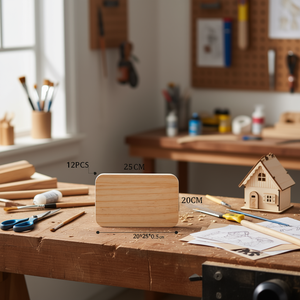 Planche en bois Ilan 20x25x0,5 cm, planche carrée en bois pour projets d'artisanat et de bricolage - Product Image 2