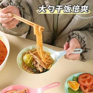 ชุดอาหารเด็กแบบเกาหลี จานมีหูจับ ช้อนใหญ่สีขาว สำหรับถ่ายทอดสดอาหาร บ็อกกี้ อีทติ้ง บรอดคาสติ้ง  แบบอินเทอร์เน็ตเรด - Product Image 2