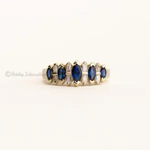 8 יהלומים טבעיים תכשיטים סיטונאי כסף סטרלינג 925 טבעות כחול ספיר תכשיטי טבעת אירוסין טבעות נישואין לנשים