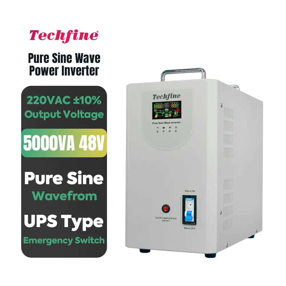 Techfine 5kva 48vdc power ac invert 120v 240v dc to ac power inverter 5000va