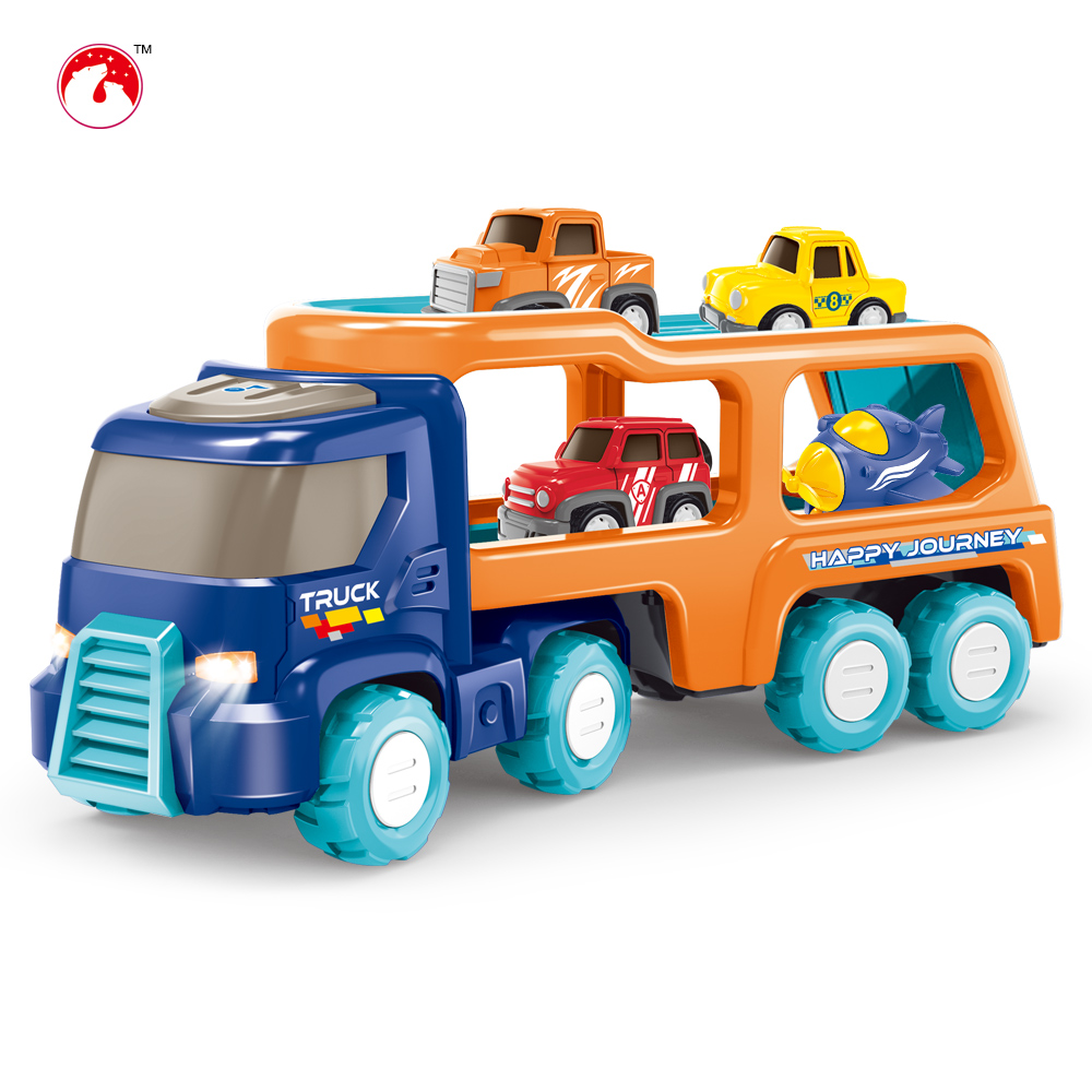 Dropshipping Educational Inertial Sound And Light Double Decker Assembled Truck Toys For Boys