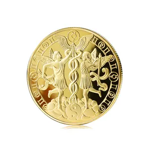 China Custom made metal golden colour constellation gemini commemorative coin