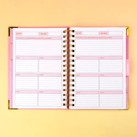 Agenda spirale relié, couverture rigide, planificateur hebdomadaire et quotidien, carnet avec protège-coins métalliques, agenda non daté pour étudiant