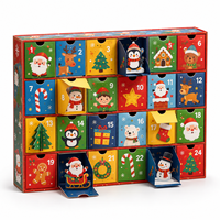 Calendrier de l'Avent de Noël, boîte cadeau compte à rebours de 24 jours, portable, auto-assemblable, réutilisable, en carton, décoration de Noël