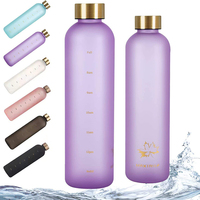Bouteille d'eau en plastique noire tendance de 32 oz avec paille