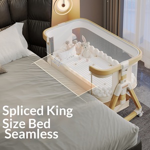 Cuna Metálica para Bebé Recién Nacido, Cuna Adaptable a Cama de Adulto, Portátil, Móvil, Dos en Uno, Plegable, Multifuncional - Product Image 2