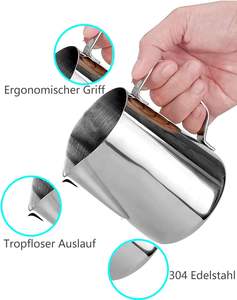 ÉCHANTILLON GRATUIT Pichet à vapeur en acier inoxydable de style américain, finition miroir argentée, écologique, 350 ml 600 ml, barista, lait, café - Product Image 3