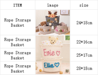 Impression à la demande, dropshipping, sac en corde de coton personnalisé avec nom brodé, panier de rangement pour bébé