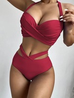 Bikini deux pièces de style européen et américain avec soutien-gorge à armatures, maillot de bain imprimé taille haute tendance et sexy