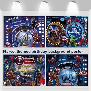 Affiche d'anniversaire Marvel <span class=keywords><strong>Avengers</strong></span> pour fête de 1 an, toile de fond de banquet, décoration moderne Captain America, panneau numérique en KT - Product Image 2