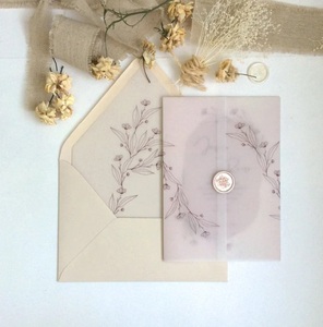 Papel de Vitela Translúcido Blanco para Invitaciones de Boda, Diseño Floral Minimalista - Product Image 1