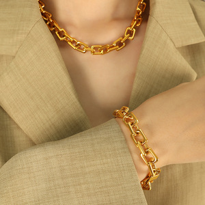 Fashion Chain <b>Bracelet</b> <b>Set</b> Zinc Alloy 18k Gold Plated Unisex Jewelry - Product Image 4