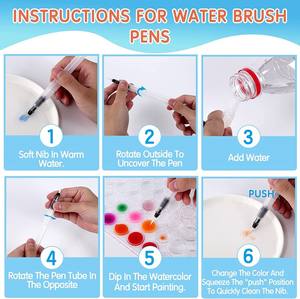 Buscando 48 colores Pintura de acuarela no tóxica con un pincel Recargable un pincel de agua y paleta, juego de pintura de acuarela - Product Image 3