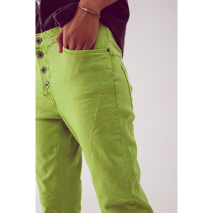 Jeans Ajustados con Botones a la Vista en Verde - Product Image 6