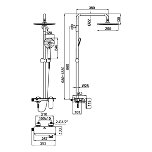 Empolo New Rain Spray QuickClean <span class=keywords><strong>Showerpipe</strong></span> Ensemble de <span class=keywords><strong>douche</strong></span> en laiton noir mat Ensemble de <span class=keywords><strong>douche</strong></span> à main pour salle de bain cabesal de ducha - Product Image 2