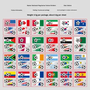 Ensemble de tatouages temporaires pour l'événement de football États-Unis Canada Mexique 2026 – 32 drapeaux nationaux, sûrs pour la peau, imperméables, pour les fans de football - Product Image 2