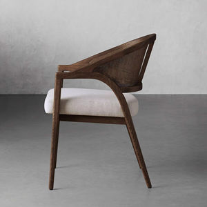 Chaise de salle à manger de restaurant en rotin véritable moderne en bois massif avec un design durable pour une utilisation en hôtel et en appartement - Product Image 2