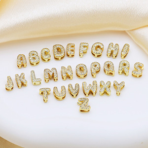 <b>Copper</b> Cubic Zirconia Bubble 26 Letters Name Pendant Necklace Women Dainty Clavicle <b>Chain</b> Jewelry Wholesale - Product Image 4