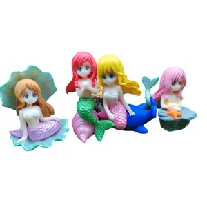 3D人物鱼公主迷你玩具派对装饰海洋世界女孩蛋糕礼帽儿童小公主生日派对12月