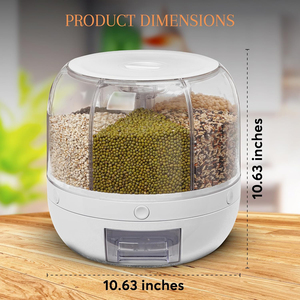 Large Capacity <b>Plastic</b> PP Rectangle <b>Food</b> Grain Dispenser Cereal Storage Box Rotatable 6-grid Rice <b>Container</b> Multifunction - Product Image 4