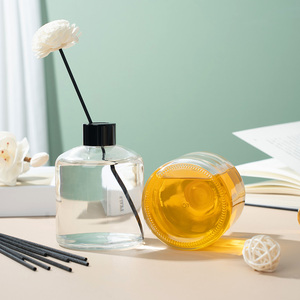 Difusor de Aroma para el Hogar, Botella Redonda de Vidrio Vací<span class=keywords><strong>a</strong></span> de 300 ml para Aceites Esenciales, con Tapa de Madera y Varillas - Product Image 6